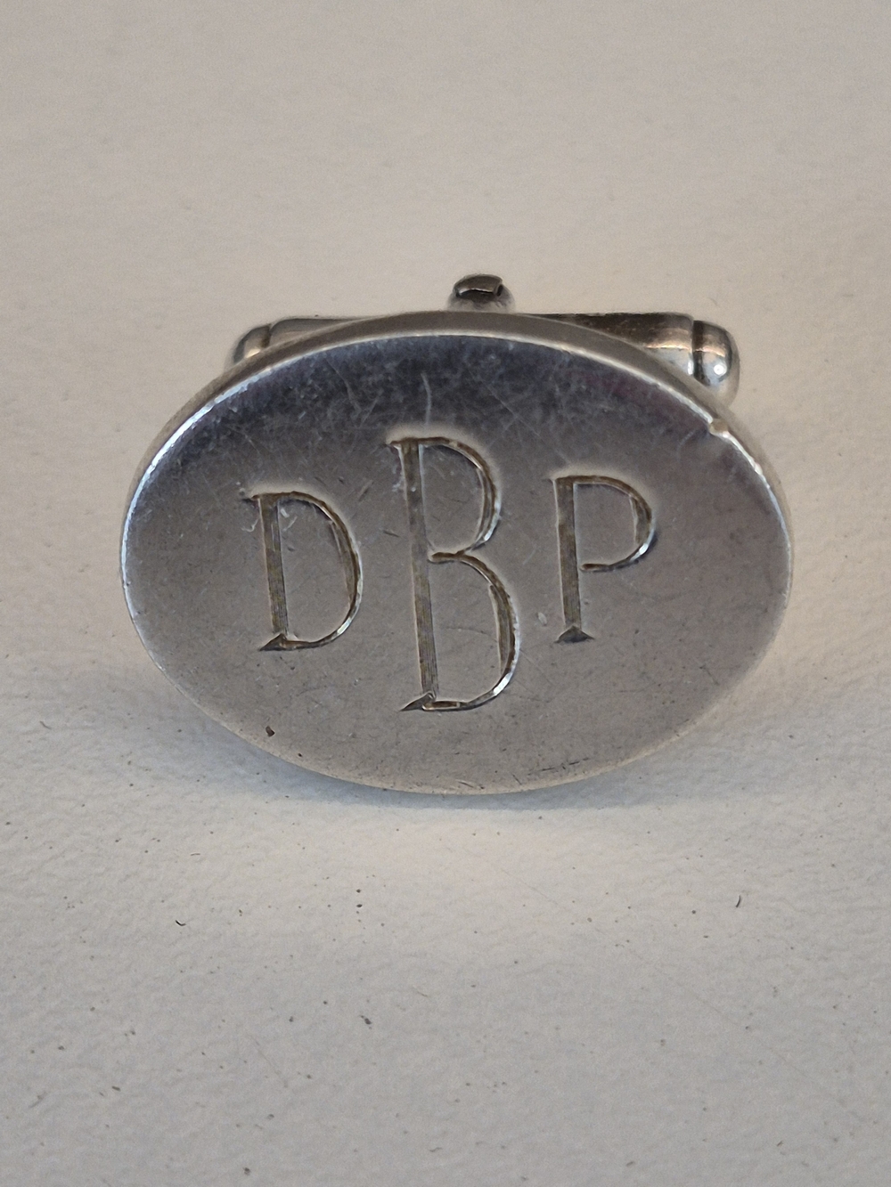 Tiffany & Co. Silver Oval Monogram DBP Single Cufflink